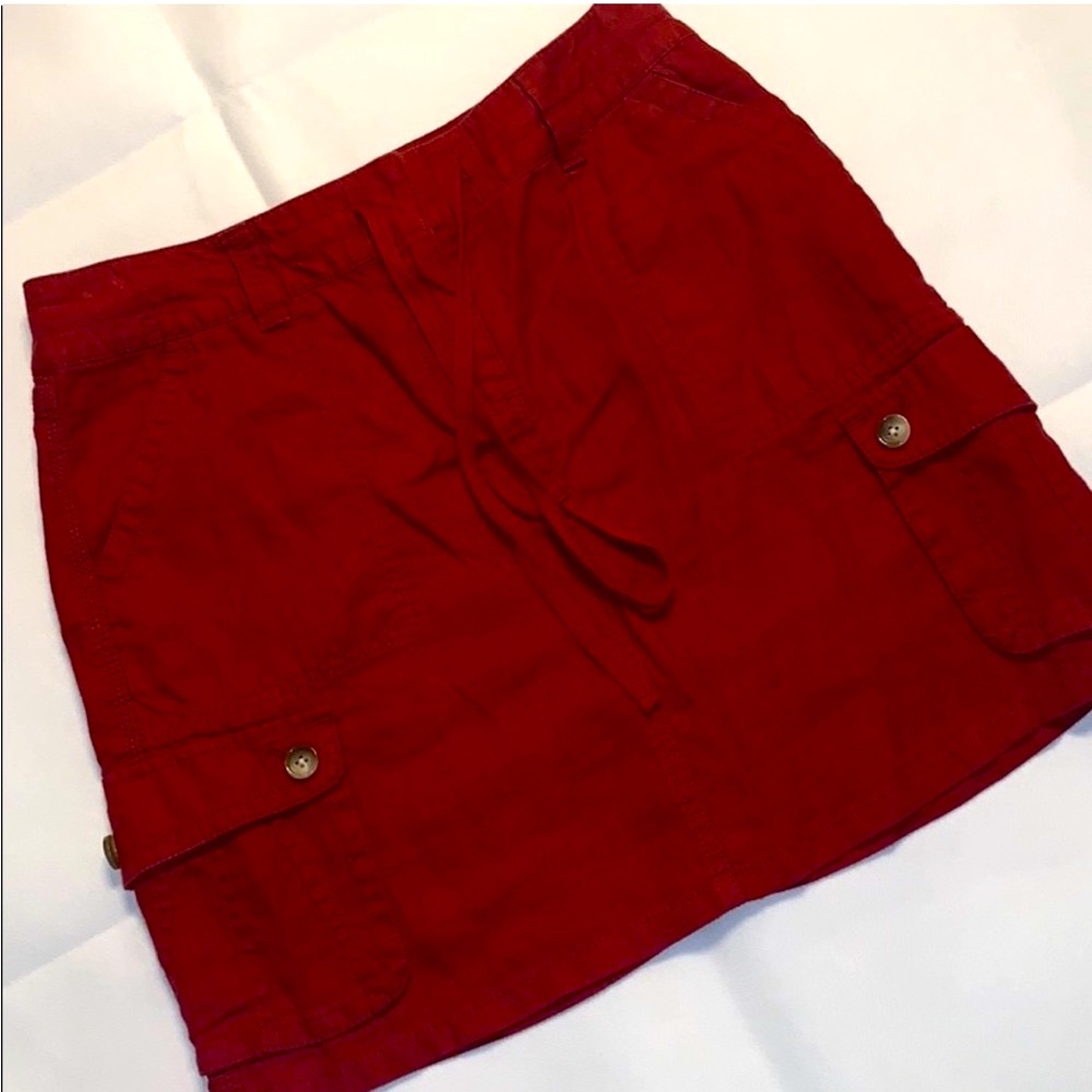 Ann Taylor 100% Linen Cargo Mini Skirt